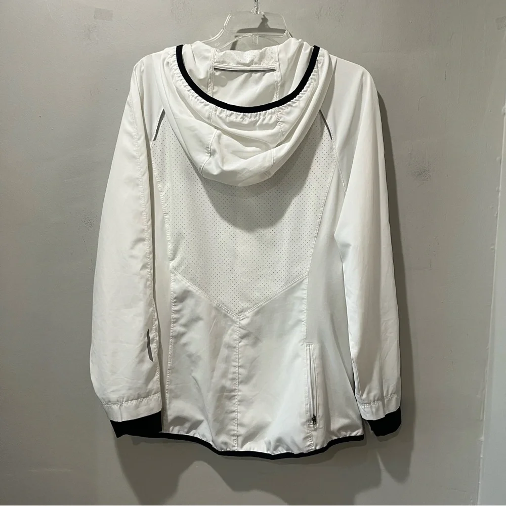 Champion Jacket Mens Size Large White Full Zip Hooded Anorak Windbreaker‎ Rain